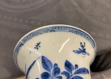A Chinese blue and white five-piece garniture, Kangxi